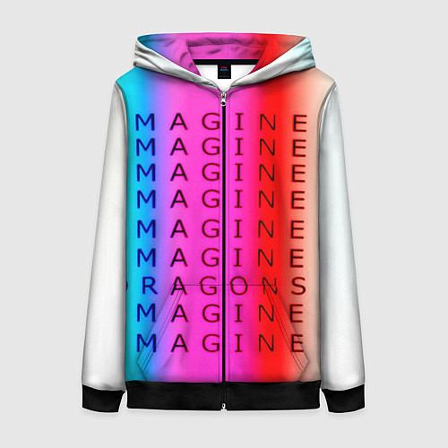 Женская толстовка на молнии Imagine Dragons neon rock / 3D-Черный – фото 1