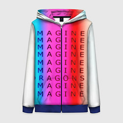 Толстовка на молнии женская Imagine Dragons neon rock, цвет: 3D-синий