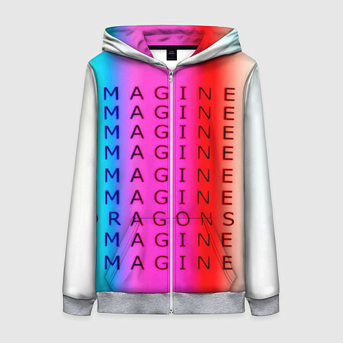 Женская толстовка на молнии Imagine Dragons neon rock / 3D-Меланж – фото 1