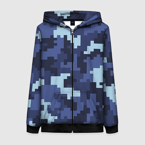 Женская толстовка на молнии Пиксельный камуфляж текстура / 3D-Черный – фото 1