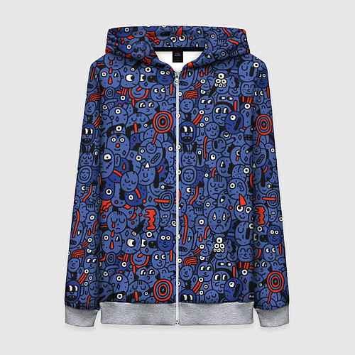 Женская толстовка на молнии Человечки панки / 3D-Меланж – фото 1