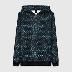 Женская толстовка на молнии Чёрный с голубыми вставками текстурированный