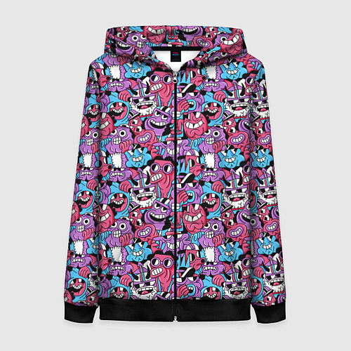 Женская толстовка на молнии Смеющиеся монстры / 3D-Черный – фото 1