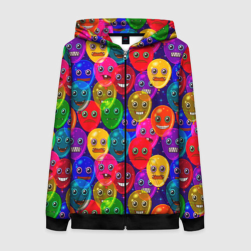 Женская толстовка на молнии Шары монстры / 3D-Черный – фото 1
