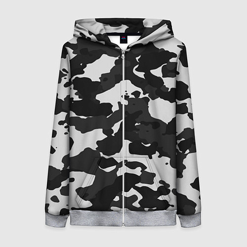 Женская толстовка на молнии Камуфляж серый / 3D-Меланж – фото 1