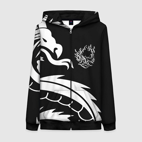 Женская толстовка на молнии Samurai dragon steel japan / 3D-Черный – фото 1