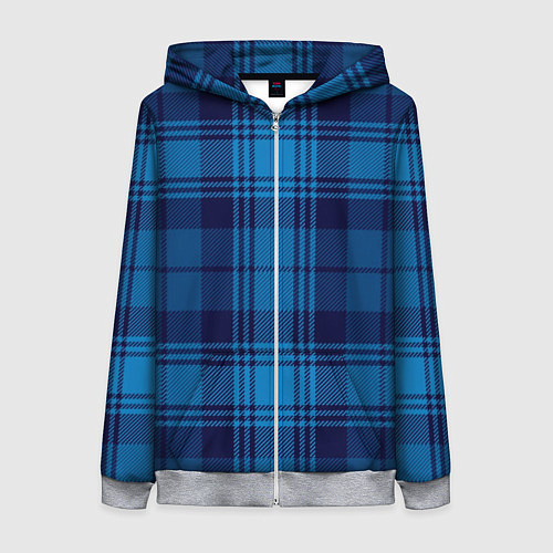 Женская толстовка на молнии Синяя клетка / 3D-Меланж – фото 1