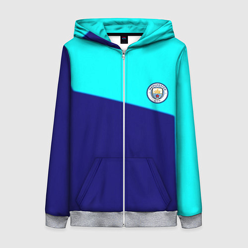 Женская толстовка на молнии Манчестер сити геометрия спорт / 3D-Меланж – фото 1