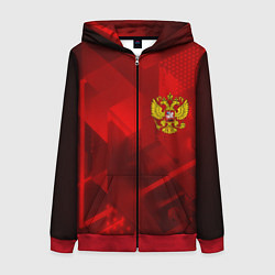 Толстовка на молнии женская Россия герб текстура, цвет: 3D-красный