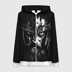 Толстовка на молнии женская Суровый викинг в железном шлеме, цвет: 3D-белый