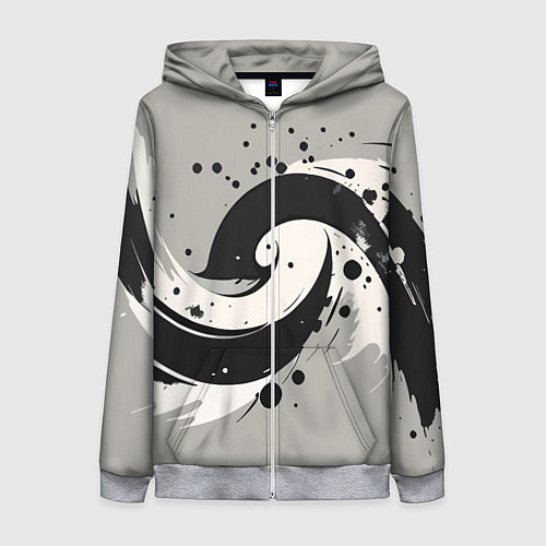 Женская толстовка на молнии Инь-янь абстракция - нейроарт / 3D-Меланж – фото 1