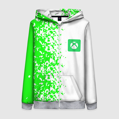 Женская толстовка на молнии Xbox кислотные зеленые краски / 3D-Меланж – фото 1