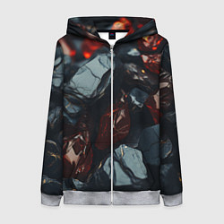 Женская толстовка на молнии Темные блестящие абстрактные камни