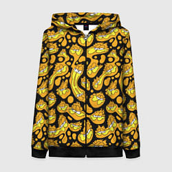 Толстовка на молнии женская Гарфилд паттерн, цвет: 3D-черный