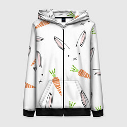 Толстовка на молнии женская Морковный зая, цвет: 3D-черный