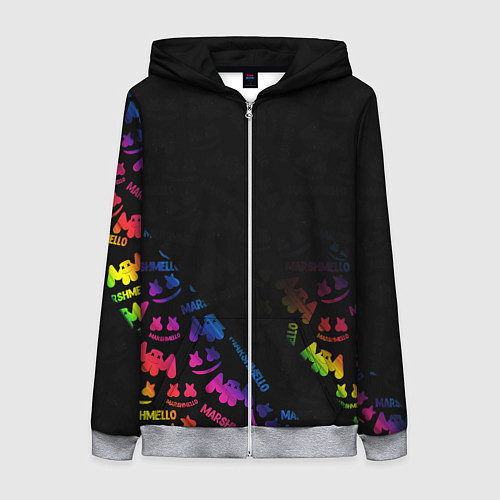 Женская толстовка на молнии Marshmello neon dj / 3D-Меланж – фото 1