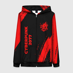 Женская толстовка на молнии Cyberpunk 2077 - red gradient вертикально