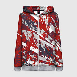 Женская толстовка на молнии Геометрическая абстракция линии на красном