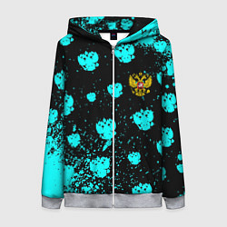 Толстовка на молнии женская Герб текстура РФ, цвет: 3D-меланж