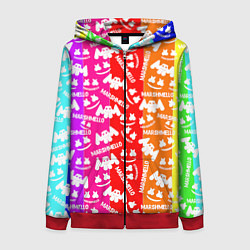 Толстовка на молнии женская Marshmello rainbow, цвет: 3D-красный