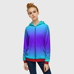 Толстовка на молнии женская Неоновый градиент текстура, цвет: 3D-красный — фото 2