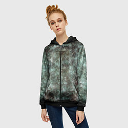 Толстовка на молнии женская Лесной принт, цвет: 3D-черный — фото 2