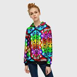 Толстовка на молнии женская Geometry smile dash, цвет: 3D-черный — фото 2