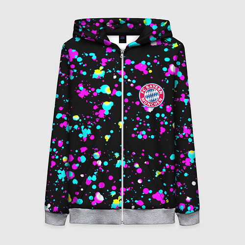 Женская толстовка на молнии Бавария Мюнхен неоновые краски / 3D-Меланж – фото 1