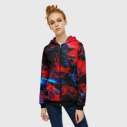 Толстовка на молнии женская Космические краски шторм, цвет: 3D-черный — фото 2