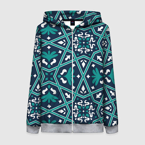 Женская толстовка на молнии Геометрический узор арабеска / 3D-Меланж – фото 1