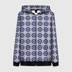 Толстовка на молнии женская Узор синяя плитка, цвет: 3D-черный