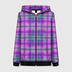 Женская толстовка на молнии Клетка в полоску