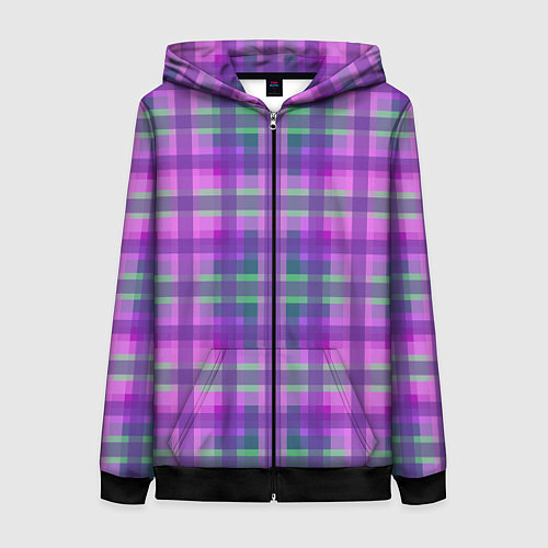 Женская толстовка на молнии Клетка в полоску / 3D-Черный – фото 1