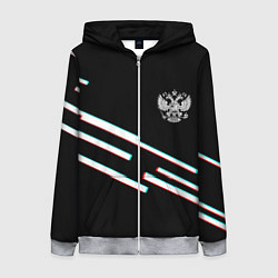 Толстовка на молнии женская Полосы герб спорт, цвет: 3D-меланж
