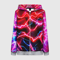 Женская толстовка на молнии Неоновые космические разряды - нейроарт