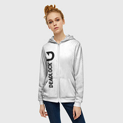 Толстовка на молнии женская Deadlock glitch на светлом фоне по-вертикали, цвет: 3D-белый — фото 2
