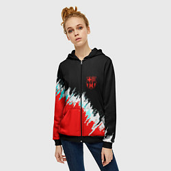 Толстовка на молнии женская Барселона фк краски, цвет: 3D-черный — фото 2