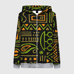 Толстовка на молнии женская Abstract ethnic theme, цвет: 3D-меланж