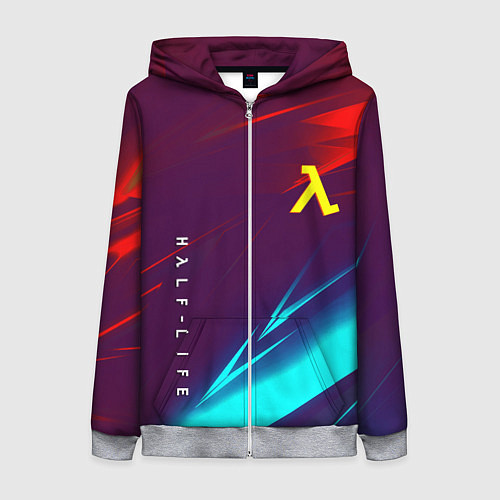 Женская толстовка на молнии Half life stripes neon / 3D-Меланж – фото 1