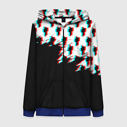 Толстовка на молнии женская Billie Eilish pattern glitch, цвет: 3D-синий