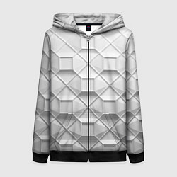 Женская толстовка на молнии Бело серая геометрия