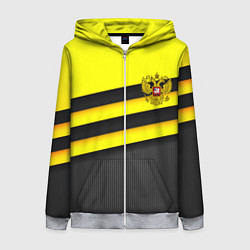 Толстовка на молнии женская Герб РФ геометрия линии, цвет: 3D-меланж