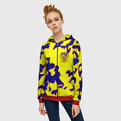 Толстовка на молнии женская Российская империя камуфляж желтый, цвет: 3D-красный — фото 2