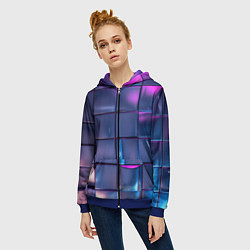 Толстовка на молнии женская Неоновые кубики, цвет: 3D-синий — фото 2