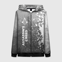 Толстовка на молнии женская Assassins Creed - grey gradient по-вертикали, цвет: 3D-черный