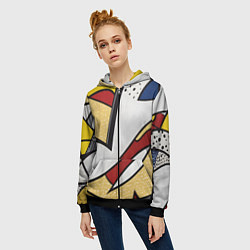 Толстовка на молнии женская Абстракция в стиле поп-арт, цвет: 3D-черный — фото 2