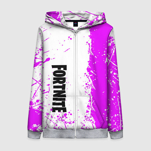 Женская толстовка на молнии Fortnite pink color / 3D-Меланж – фото 1