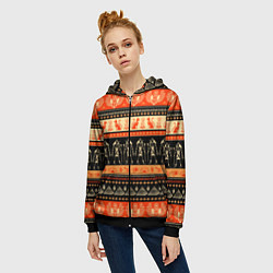 Толстовка на молнии женская Египетский паттерн, цвет: 3D-черный — фото 2