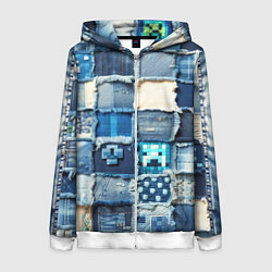 Женская толстовка на молнии Пэчворк из Minecraft