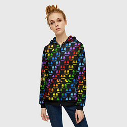 Толстовка на молнии женская Marshmello pattern neon, цвет: 3D-черный — фото 2